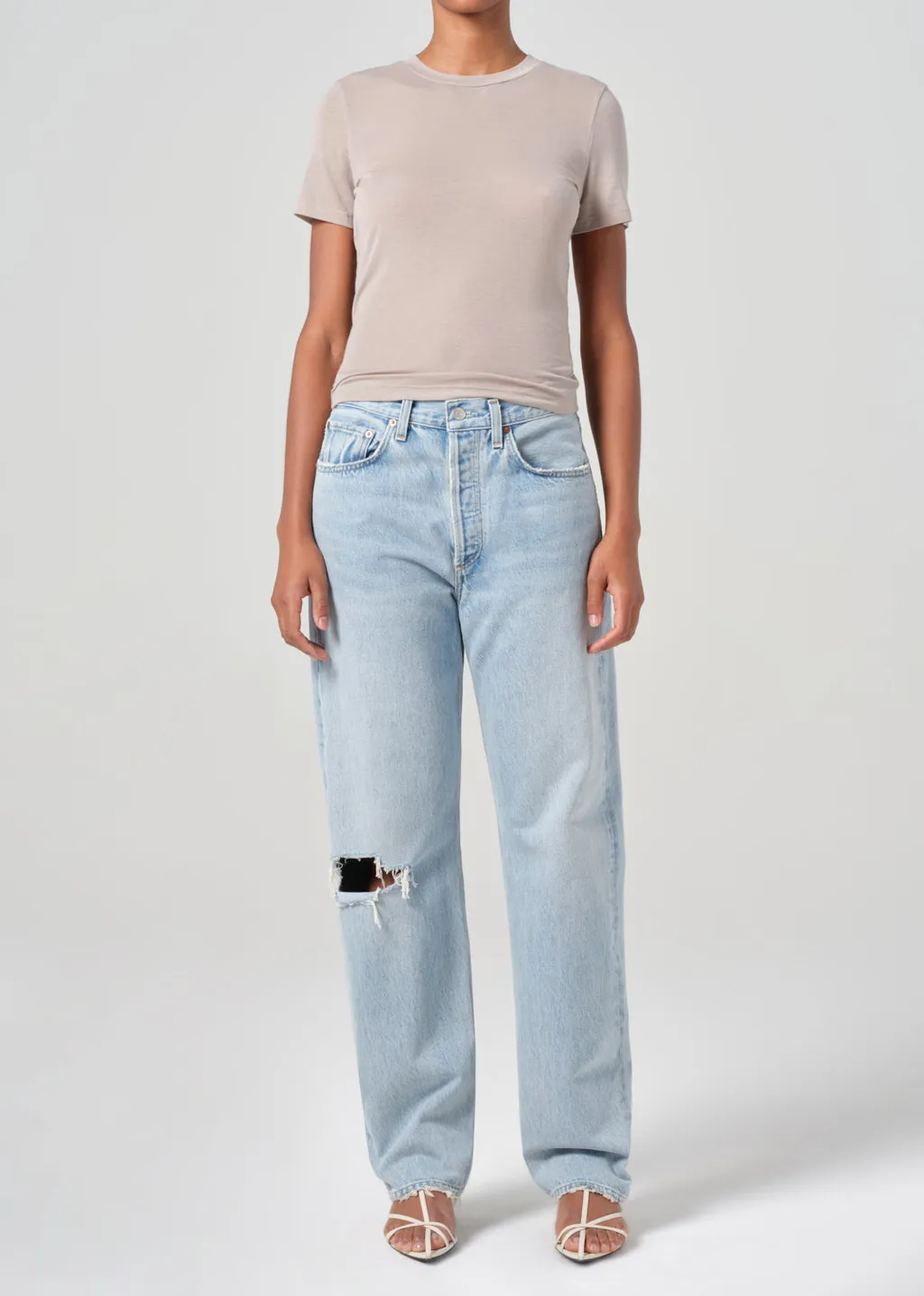 Kelly Distressed High-Rise Straight-Leg Jeans
