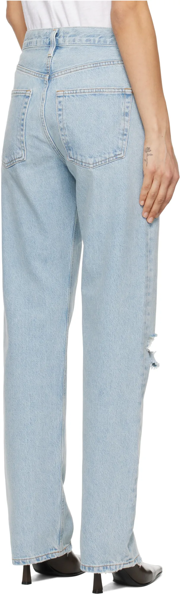 Kelly Distressed High-Rise Straight-Leg Jeans