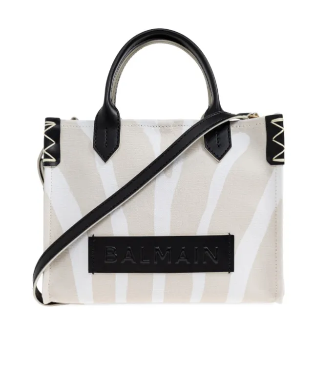Balmain B-Army Zebra Small Top Handle Bag