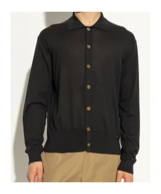 Versace Collared Button-Up Cardigan