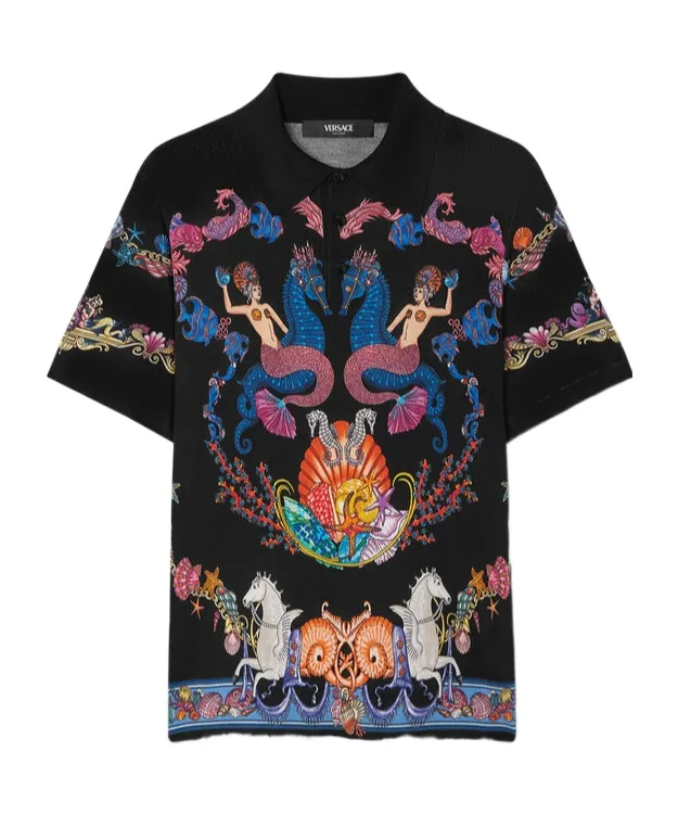 Versace Coral Theatre Printed Polo Shirt