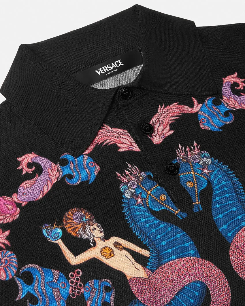 Versace Coral Theatre Printed Polo Shirt