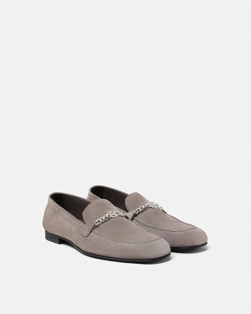 Versace Logo Plaque Chain-Detailed Loafers