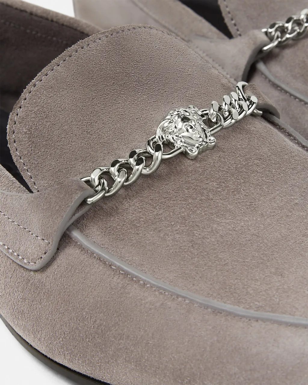 Versace Logo Plaque Chain-Detailed Loafers
