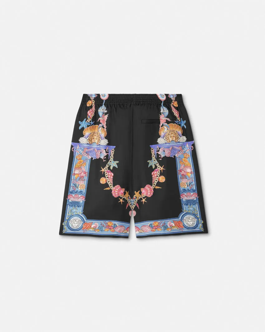 Versace Coral Theatre Printed Elastic-Waist Shorts
