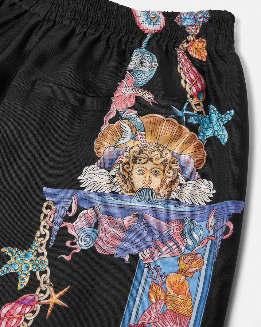 Versace Coral Theatre Printed Elastic-Waist Shorts
