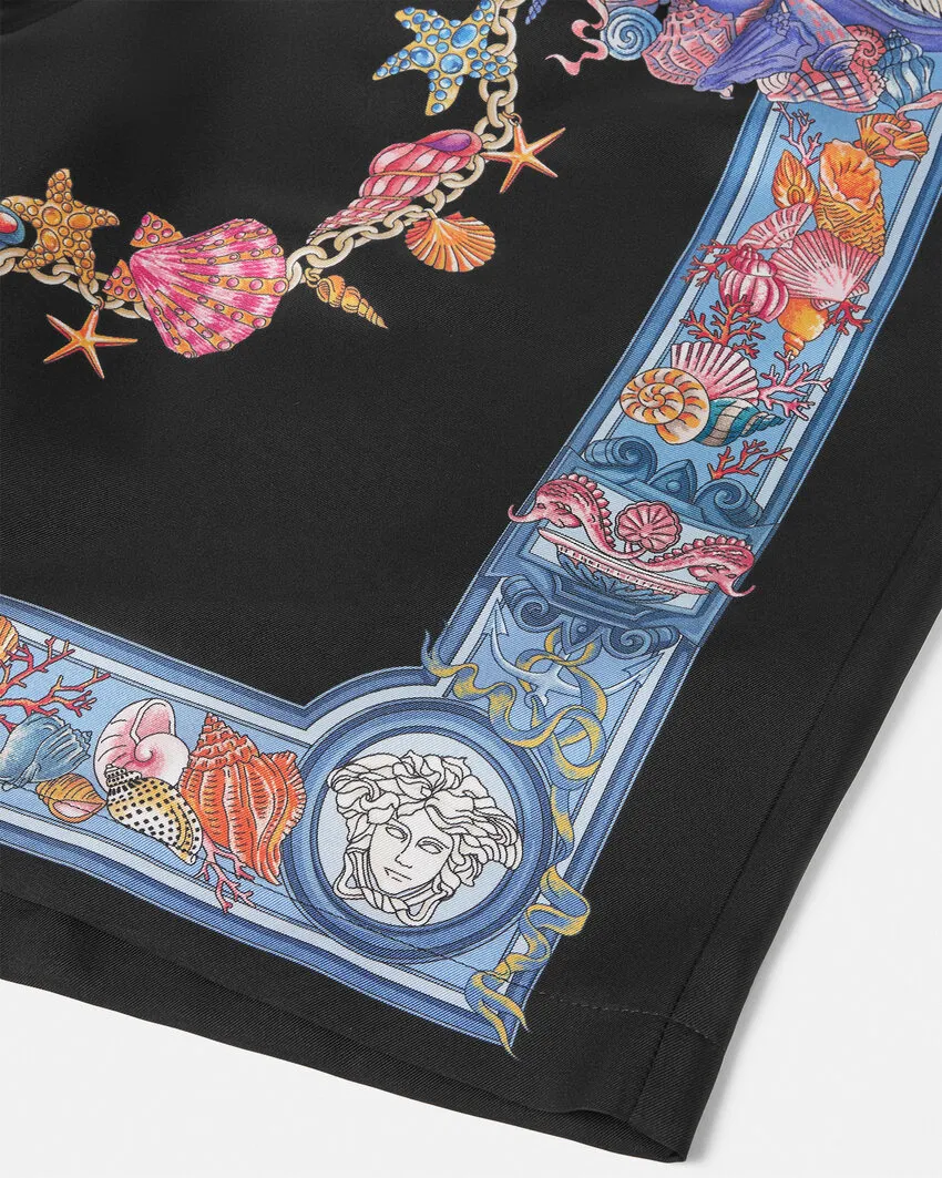 Versace Coral Theatre Printed Elastic-Waist Shorts