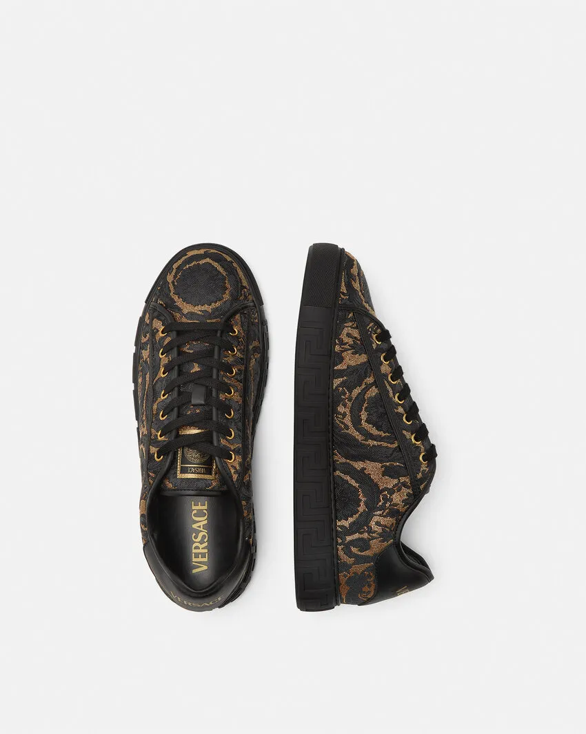 Versace Barocco Jacquard Greca Lace-Up Sneakers