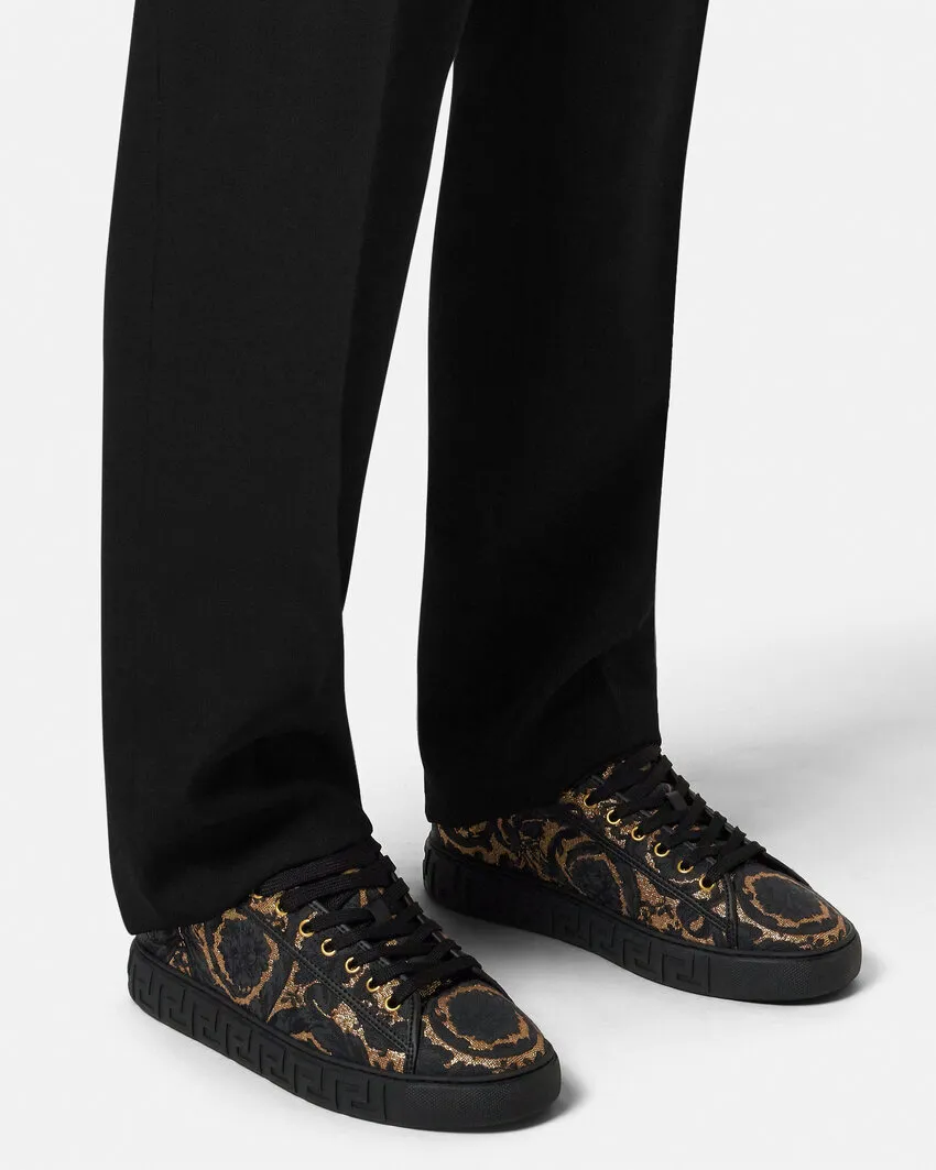 Versace Barocco Jacquard Greca Lace-Up Sneakers