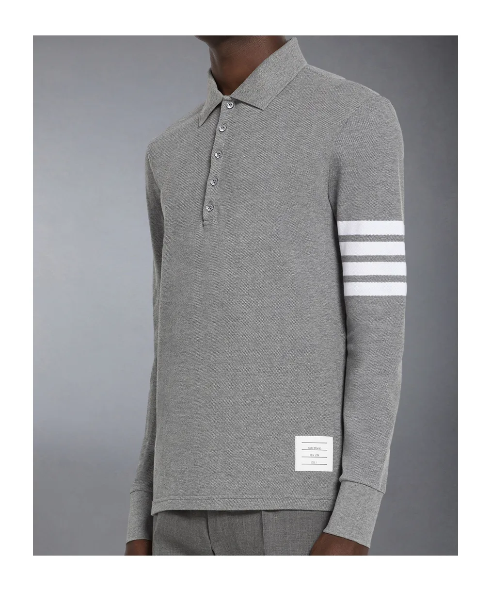 Thom Browne 4-Bar Long-Sleeve Polo Shirt