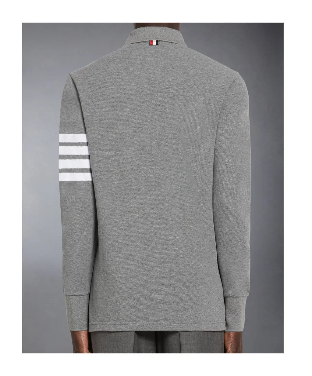 Thom Browne 4-Bar Long-Sleeve Polo Shirt