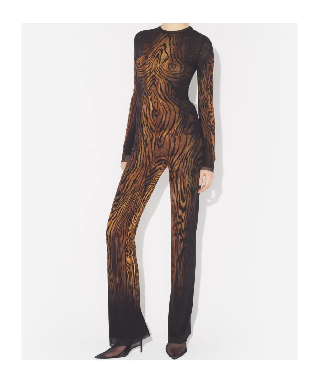 Wood-Print Mesh Top