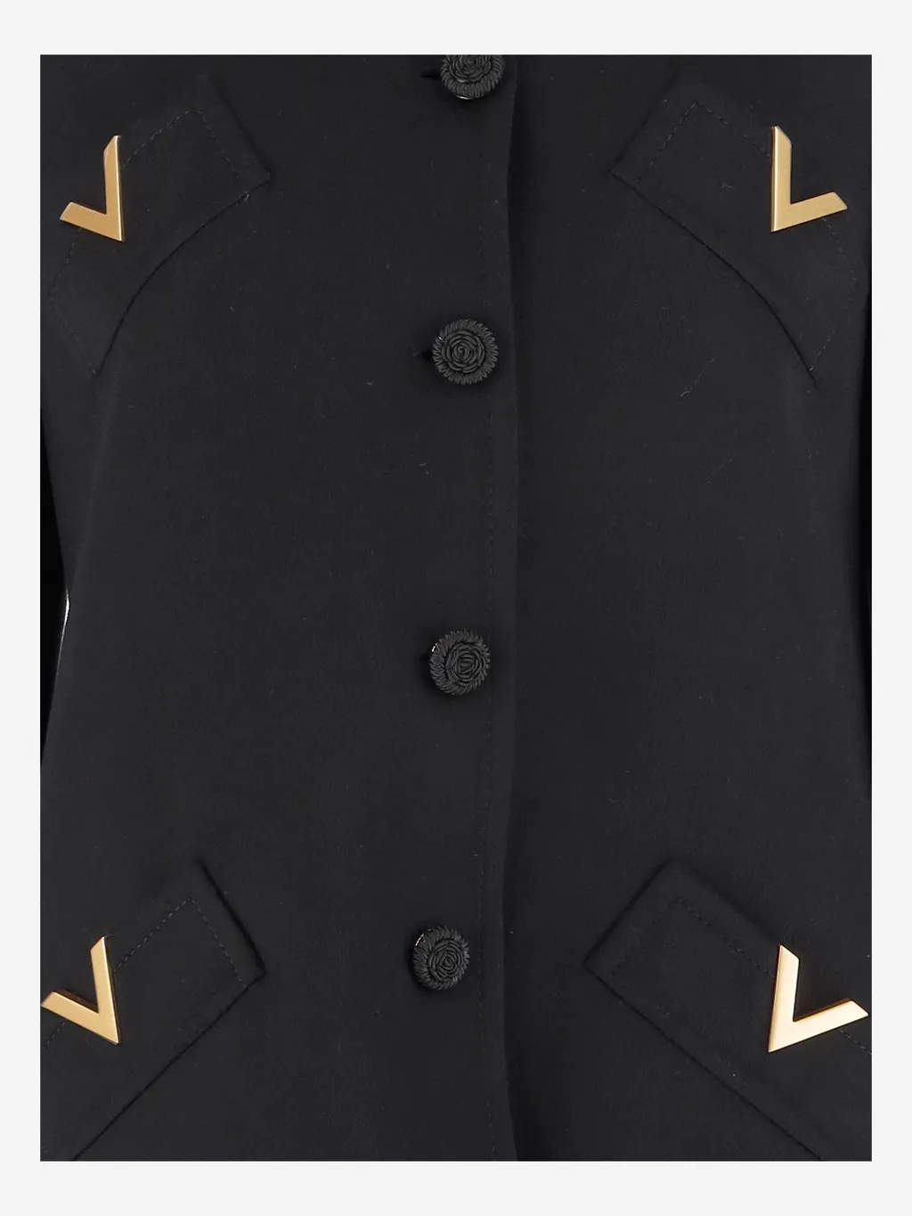 V-Shaped Gold-Tone Button Coat