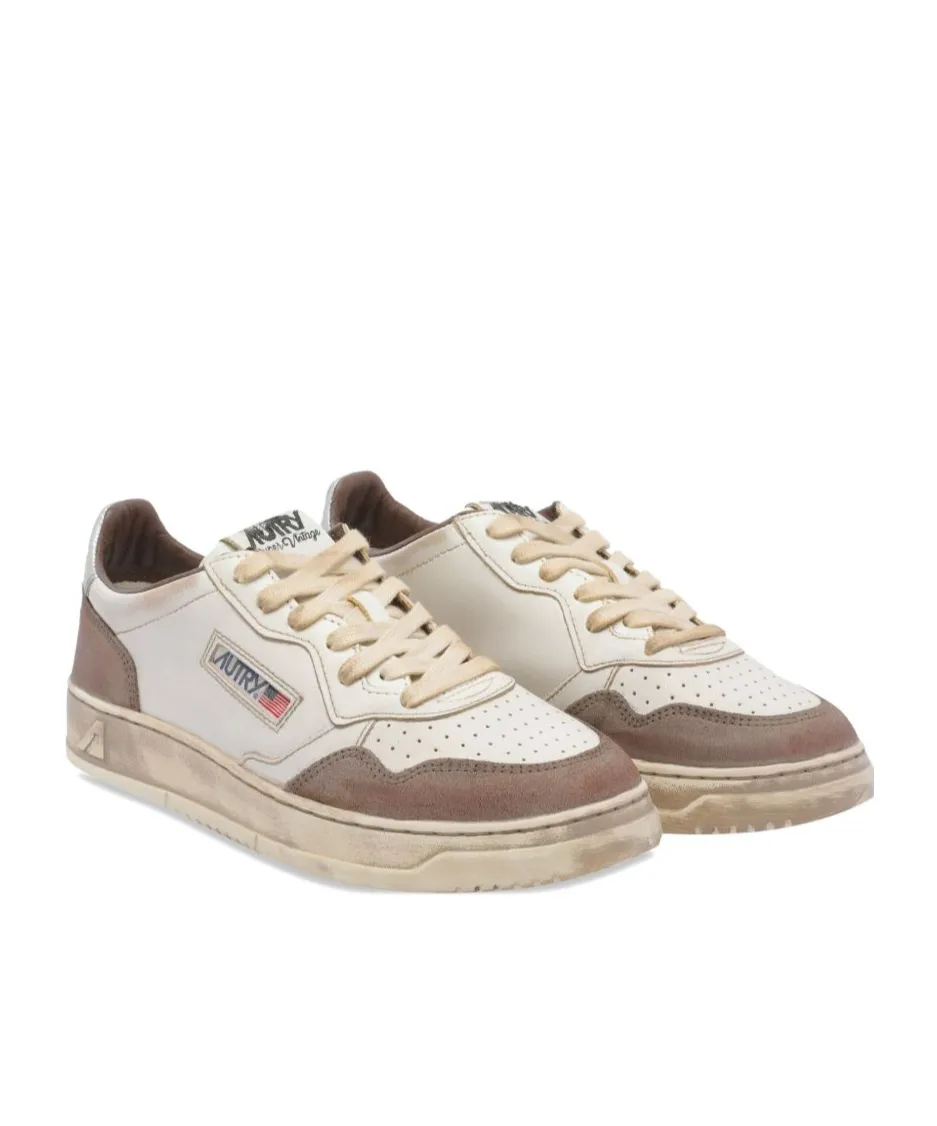 Medalist Low Suede-Insert Leather Sneakers
