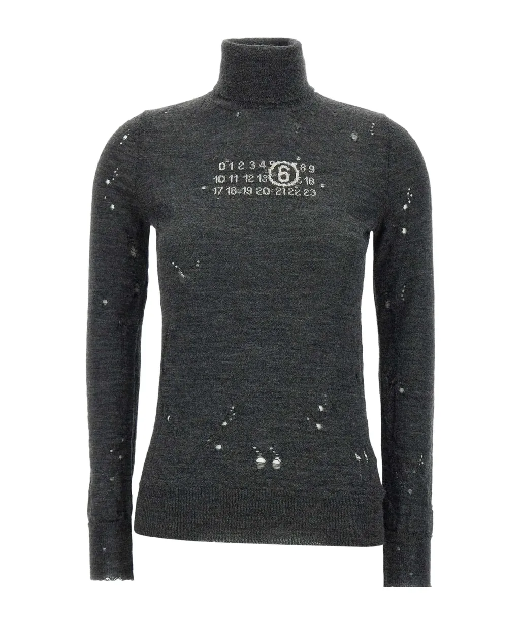 Mm6 Maison Margiela Numbers-Motif Distressed Jumper