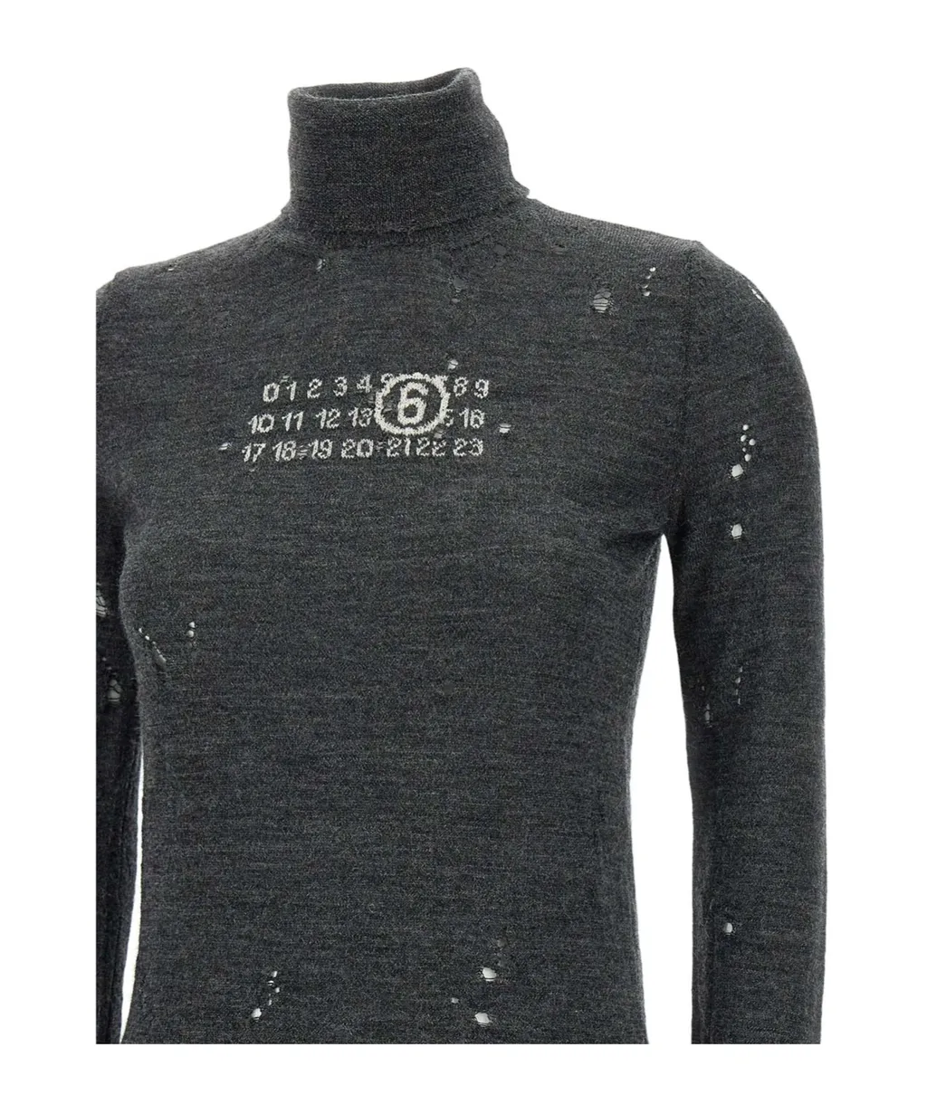 Mm6 Maison Margiela Numbers-Motif Distressed Jumper