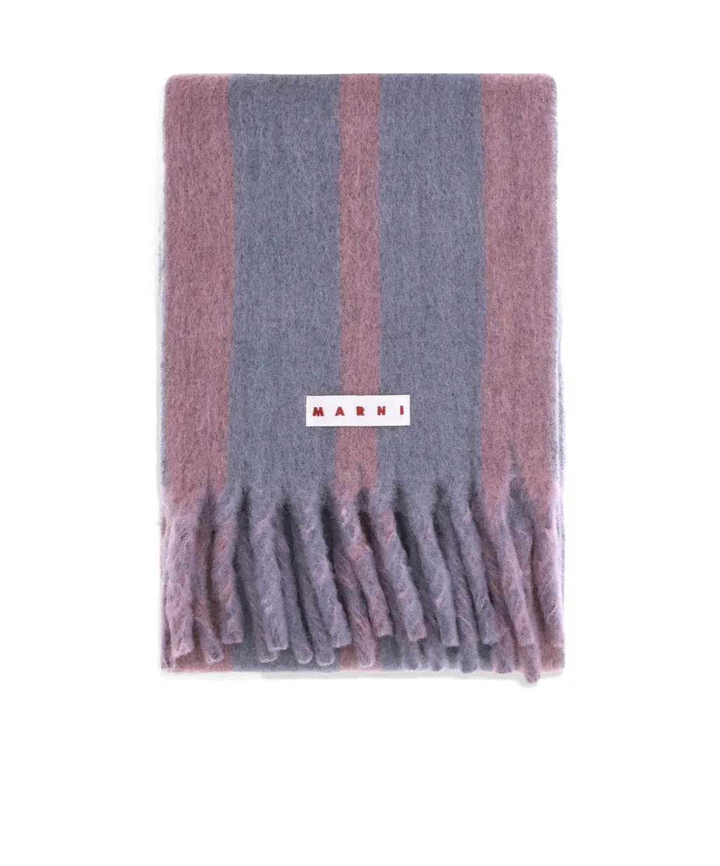 Marni Logo Patch Fringed Scarf