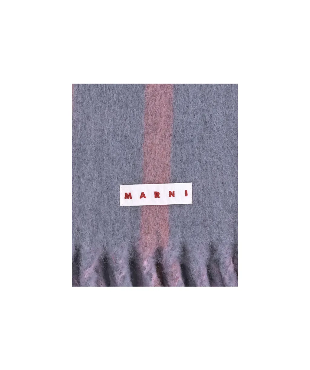 Marni Logo Patch Fringed Scarf