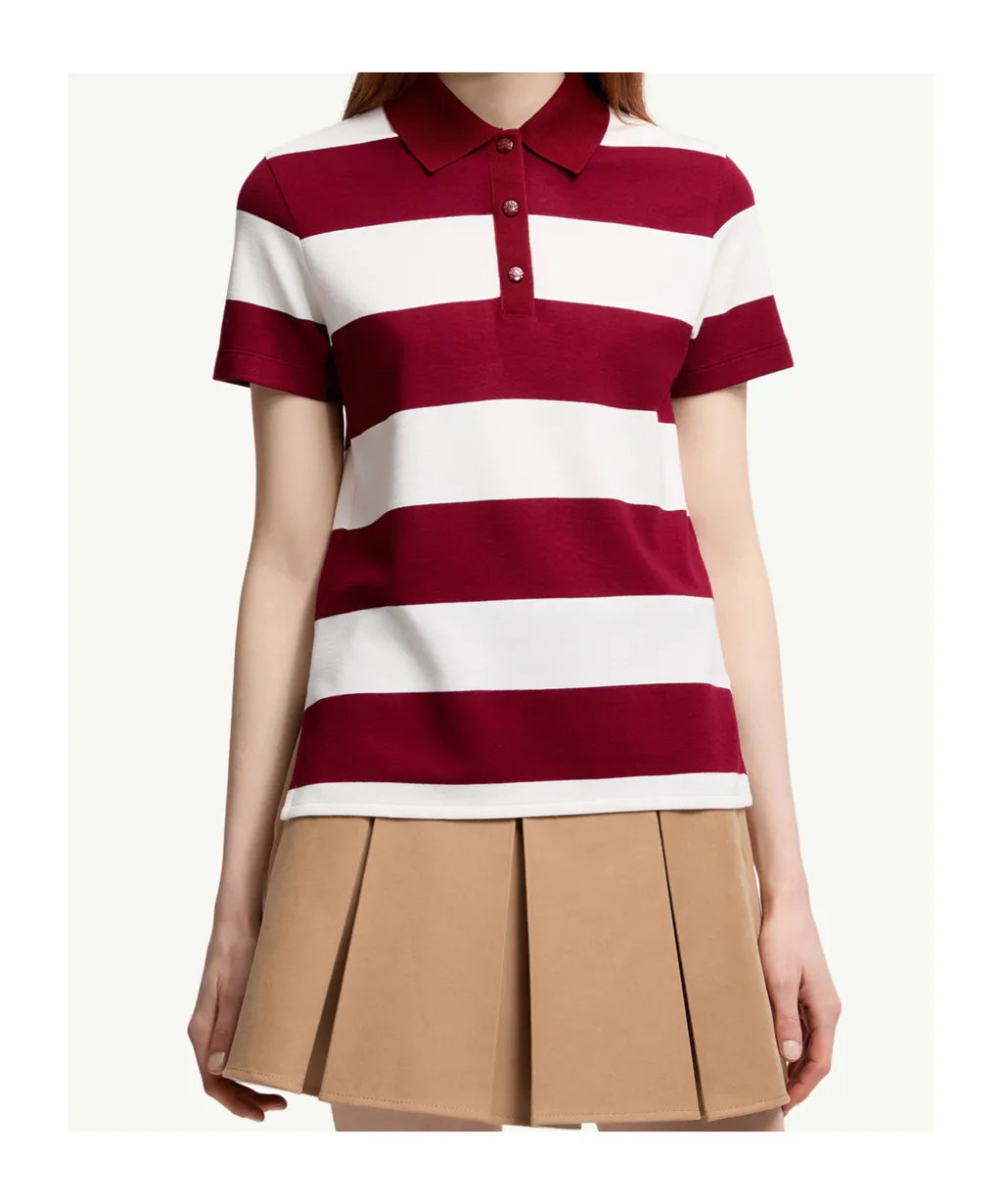 Moncler Striped Short-Sleeved Polo Top