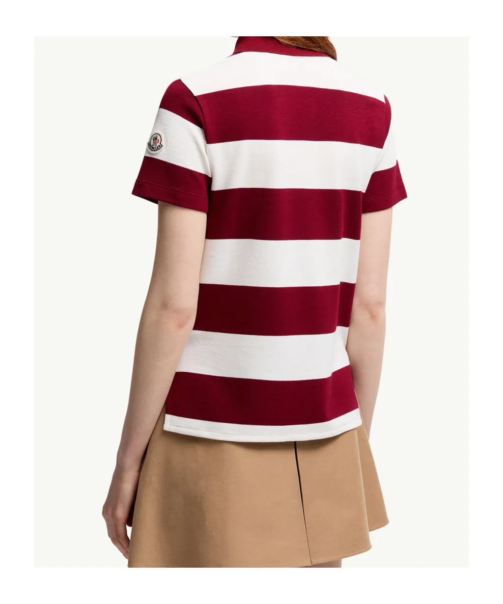 Moncler Striped Short-Sleeved Polo Top