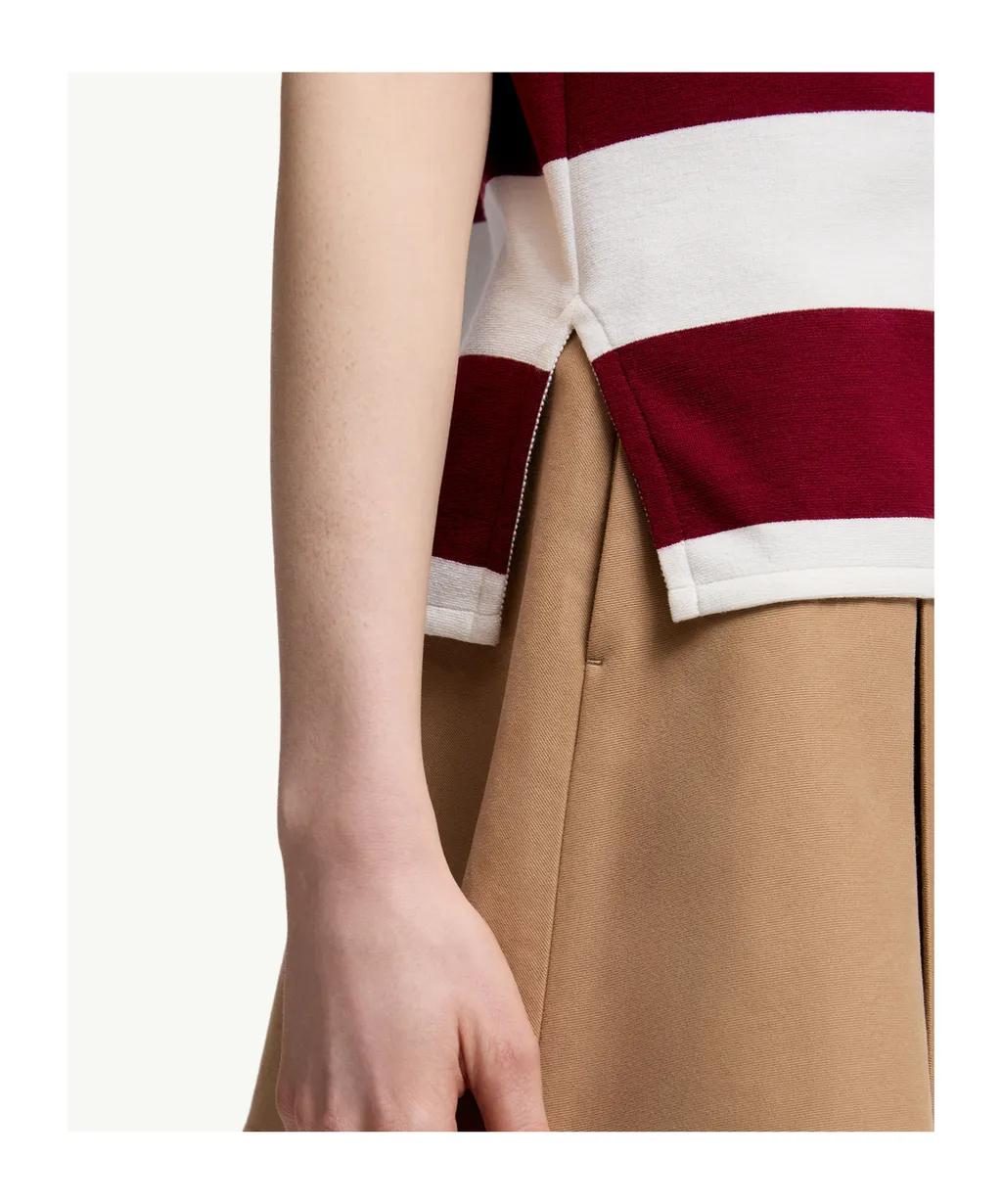Moncler Striped Short-Sleeved Polo Top