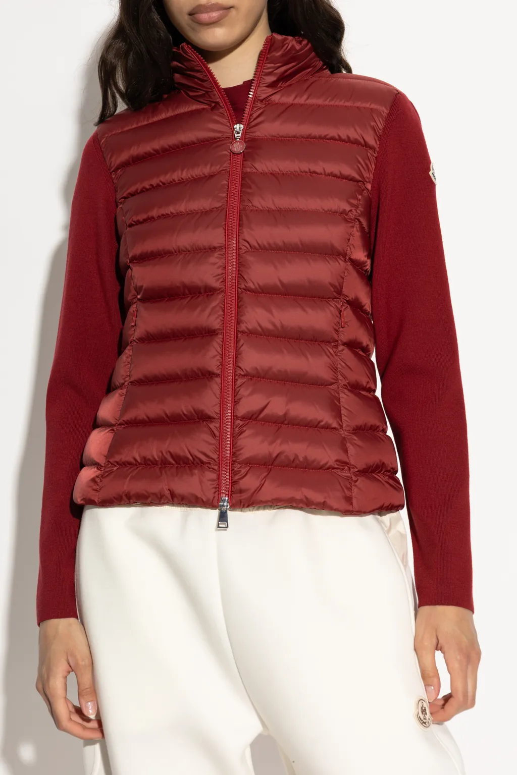 Moncler Logo Patch Zip-Up Panelled Cardigan