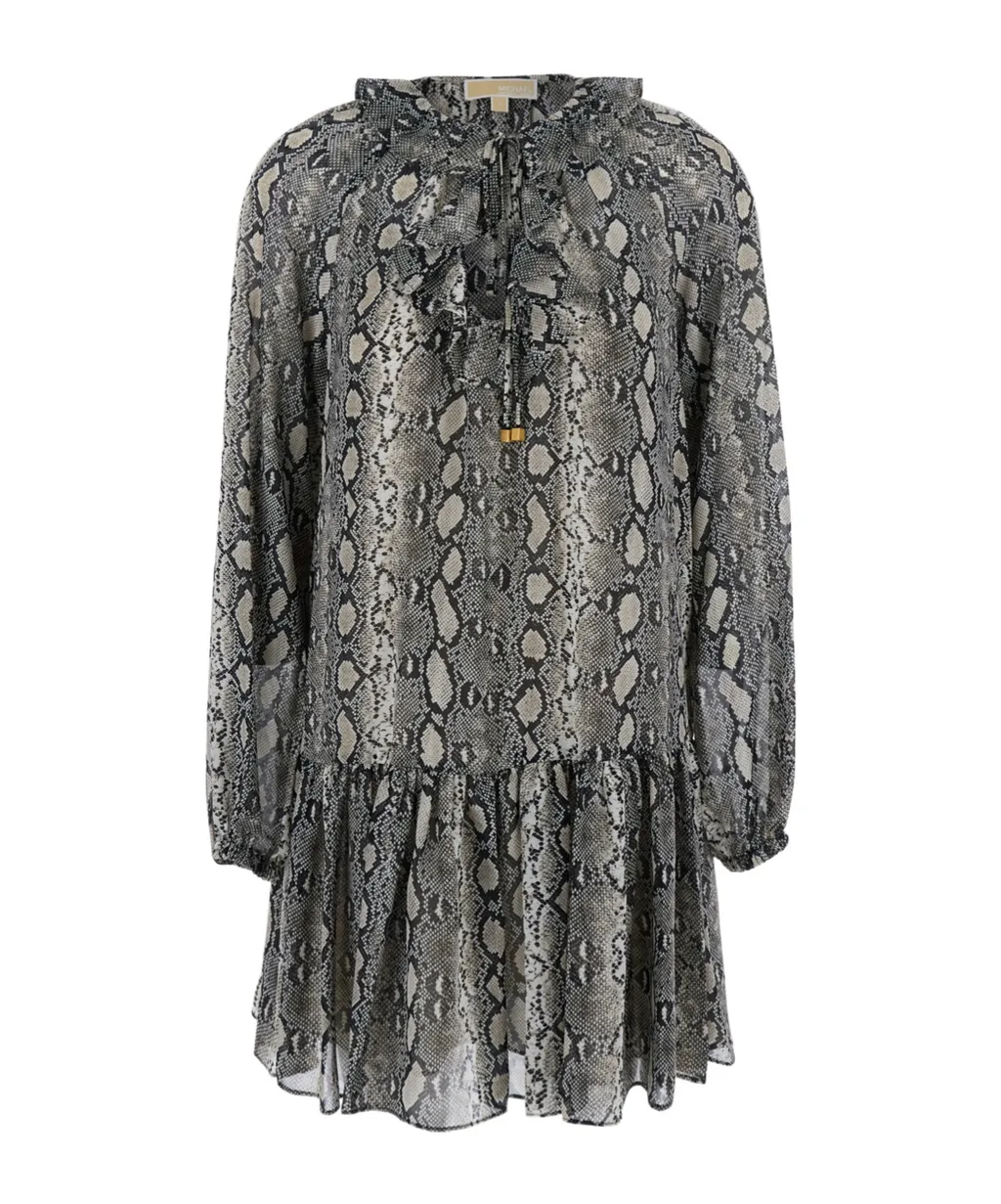 Michael Michael Kors Print Georgette Ruffle Mini Dress