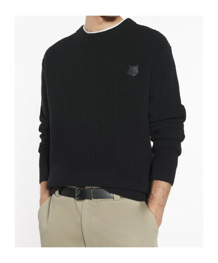 Maison Kitsuné Fox Head Ribbed Jumper