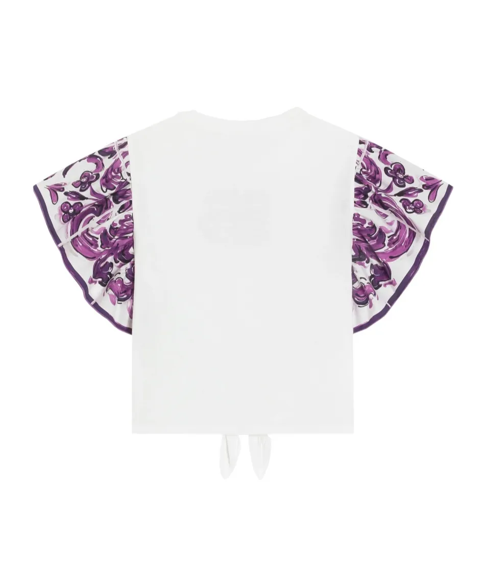 Dolce & Gabbana Kids Majolica Printed Short-Sleeved Poplin T-Shirt