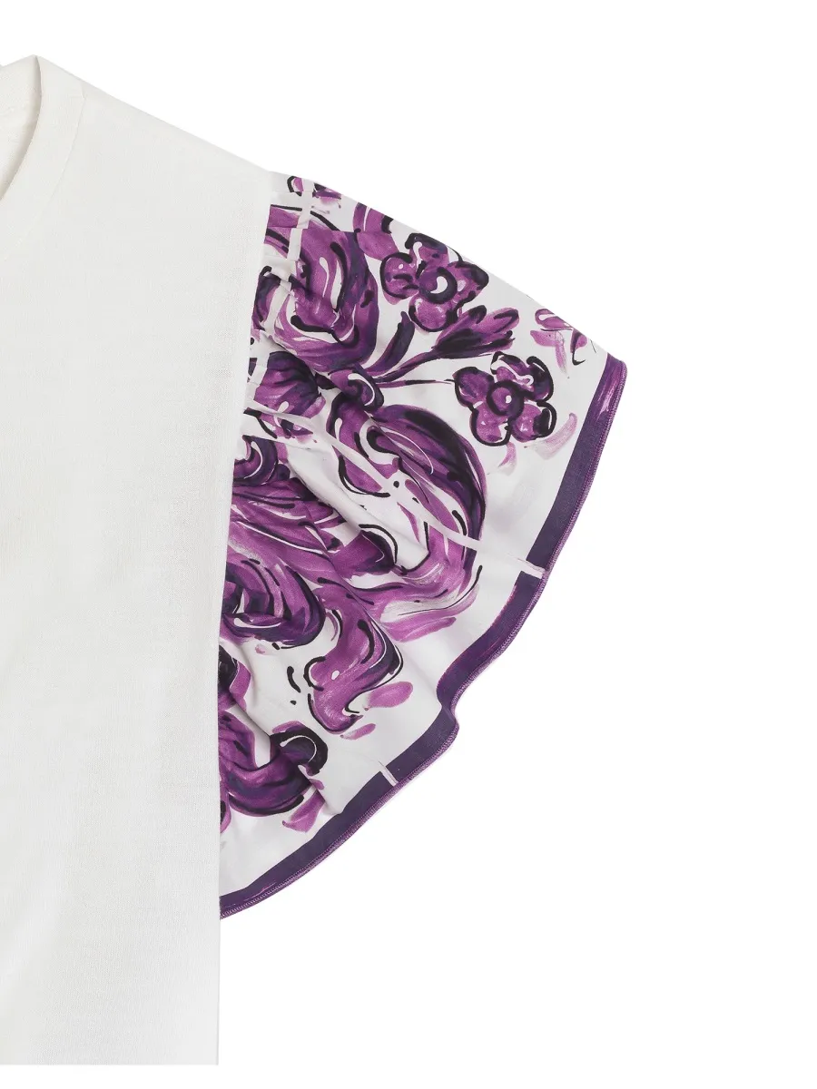 Dolce & Gabbana Kids Majolica Printed Short-Sleeved Poplin T-Shirt