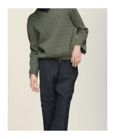 Maison Margiela Long Sleeve V-Neck Grid-Pattern Jumper