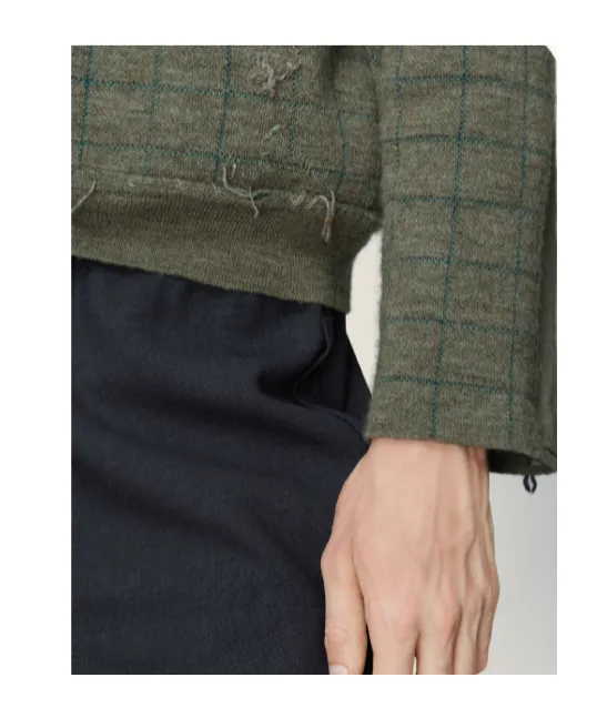 Maison Margiela Long Sleeve V-Neck Grid-Pattern Jumper