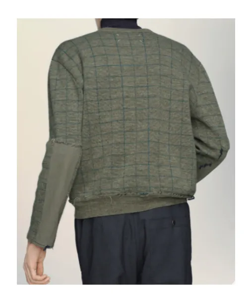 Maison Margiela Long Sleeve V-Neck Grid-Pattern Jumper