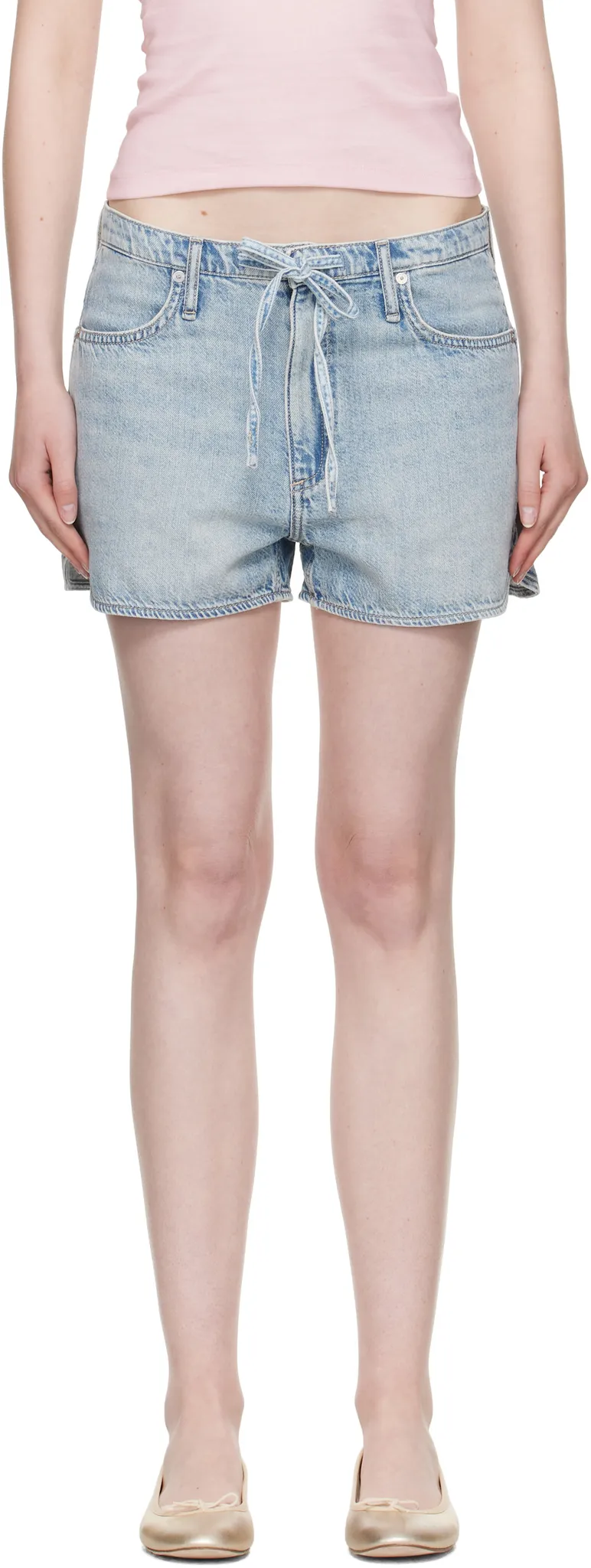 Drawstring Denim Shorts