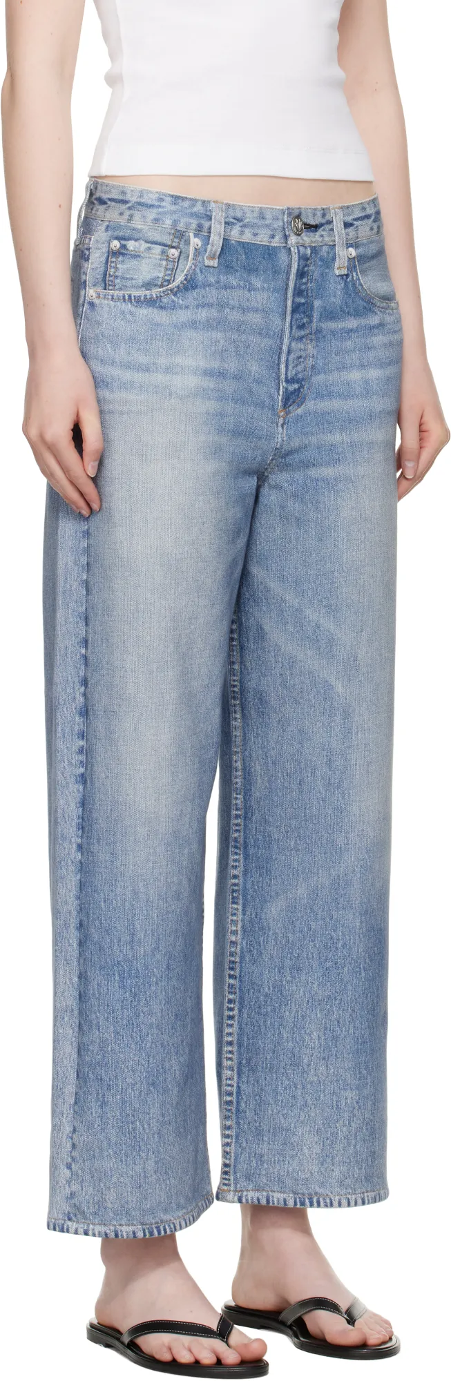 Denim Trousers With Belt Loops