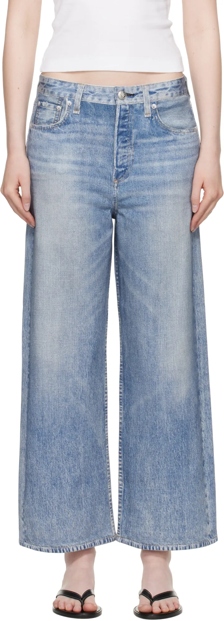 Denim Trousers With Belt Loops