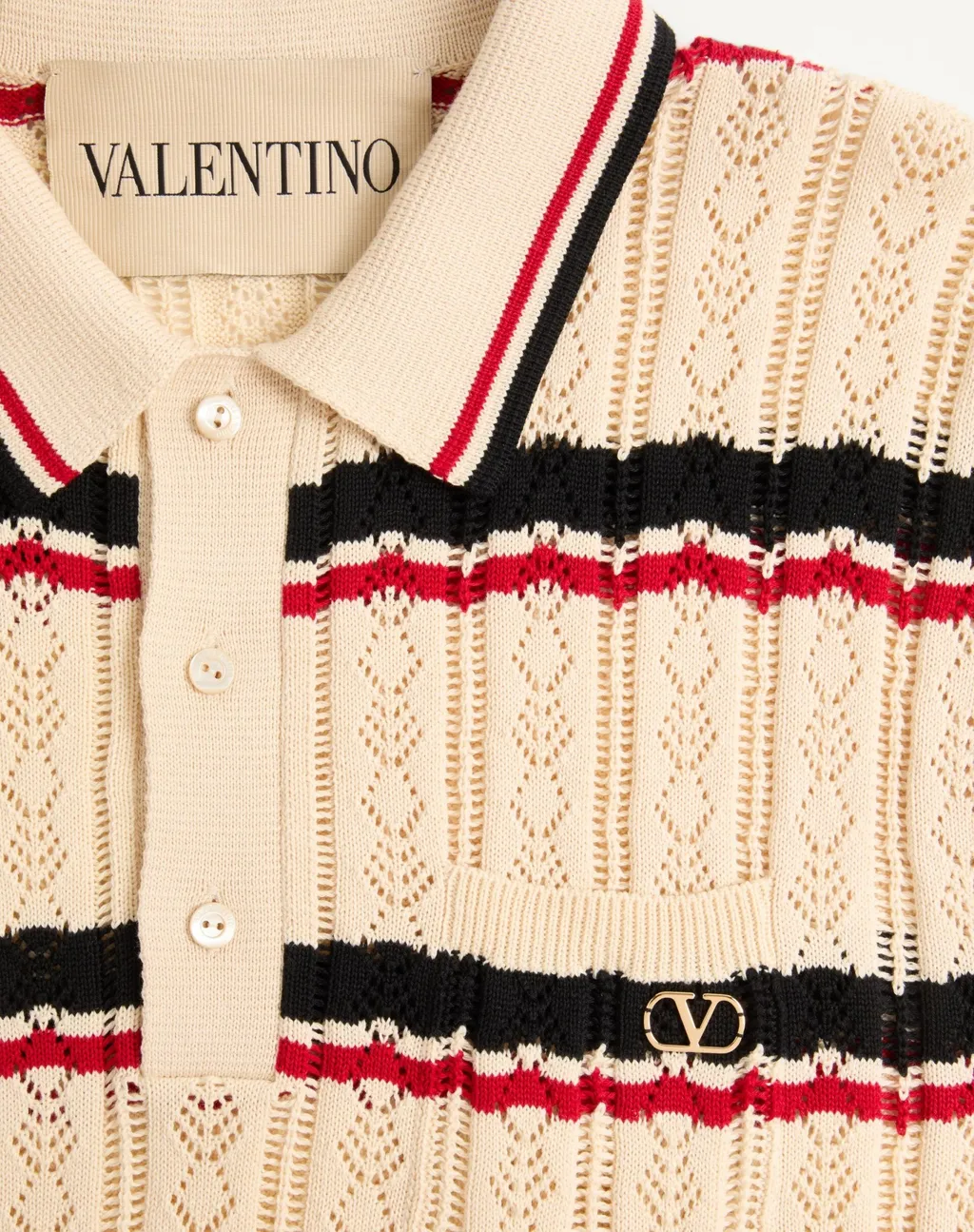 Valentino Striped Knitted Polo Shirt