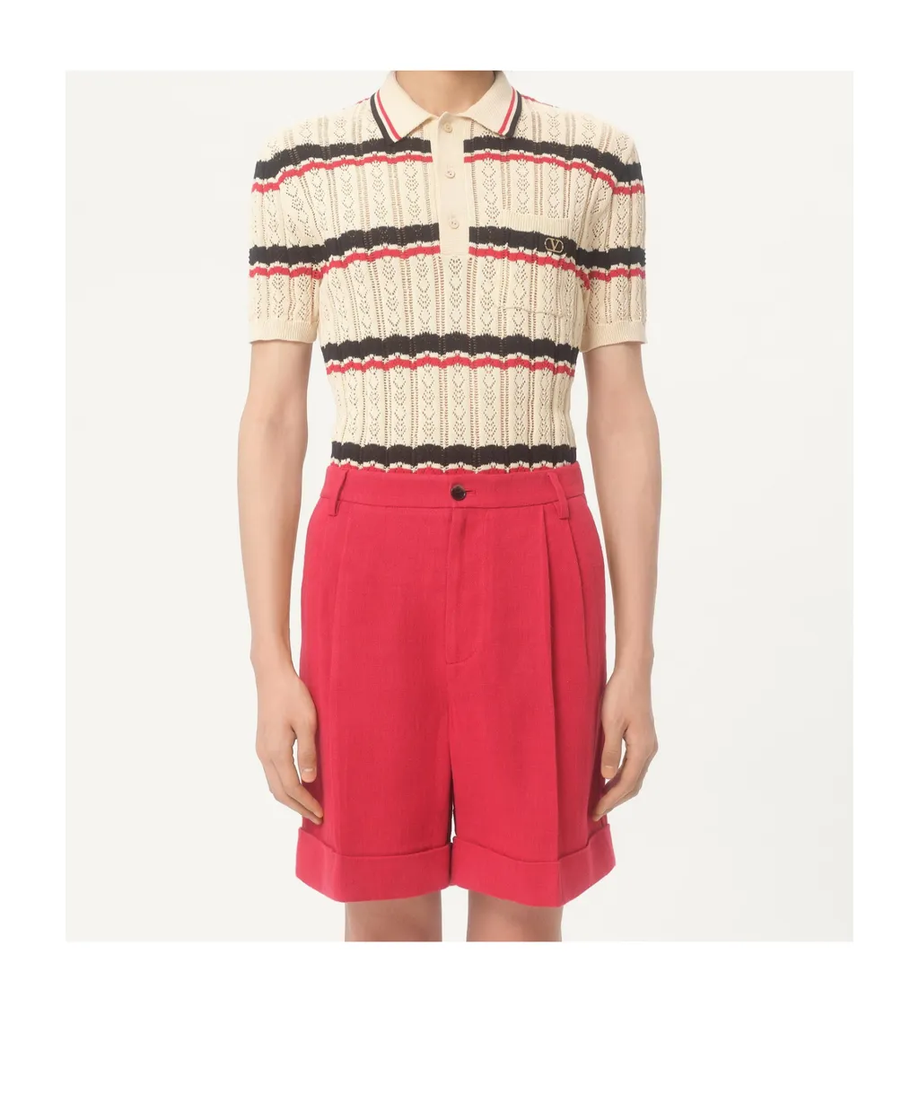 Valentino Striped Knitted Polo Shirt