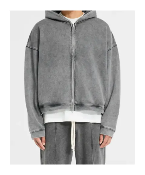 Represent Logo Embroidered Zip-Up Hoodie