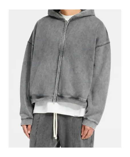 Represent Logo Embroidered Zip-Up Hoodie