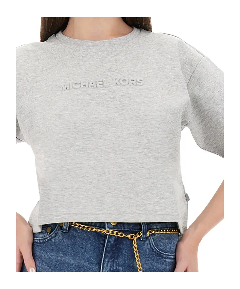 Logo-Embossed Cropped T-Shirt