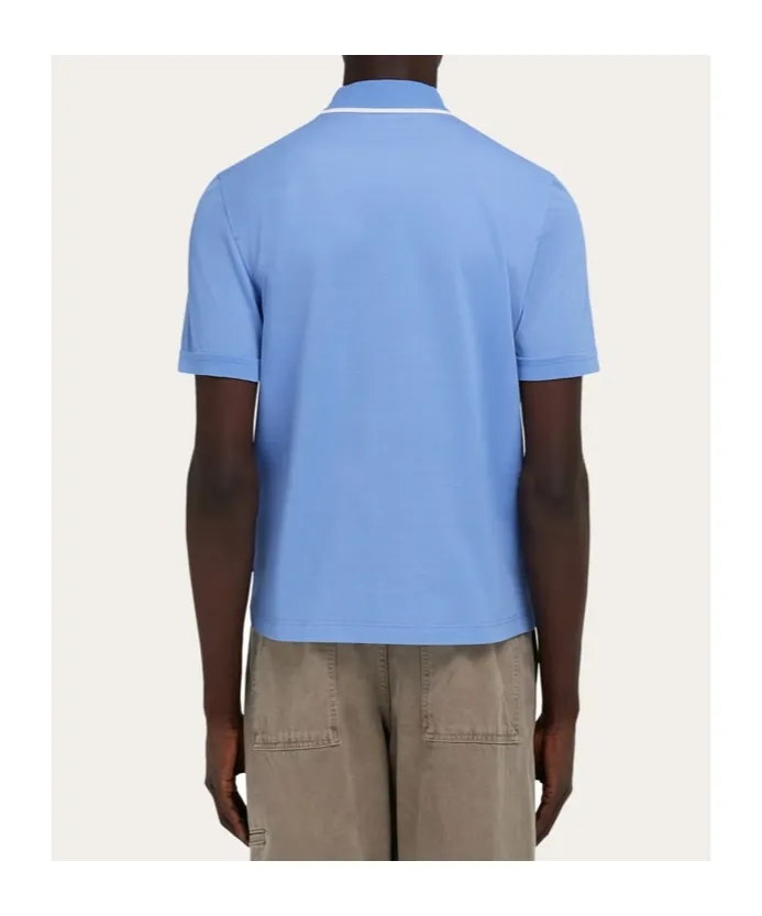 Ferragamo Logo Embroidered Half-Zip Polo Shirt