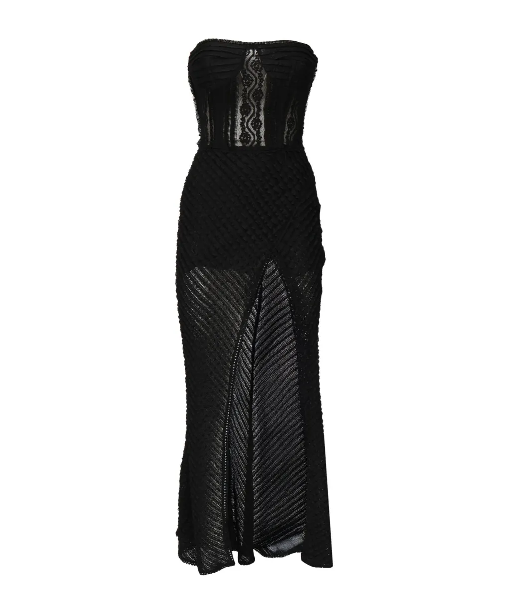 Charo Ruiz Strapless Mesh Maxi Dress