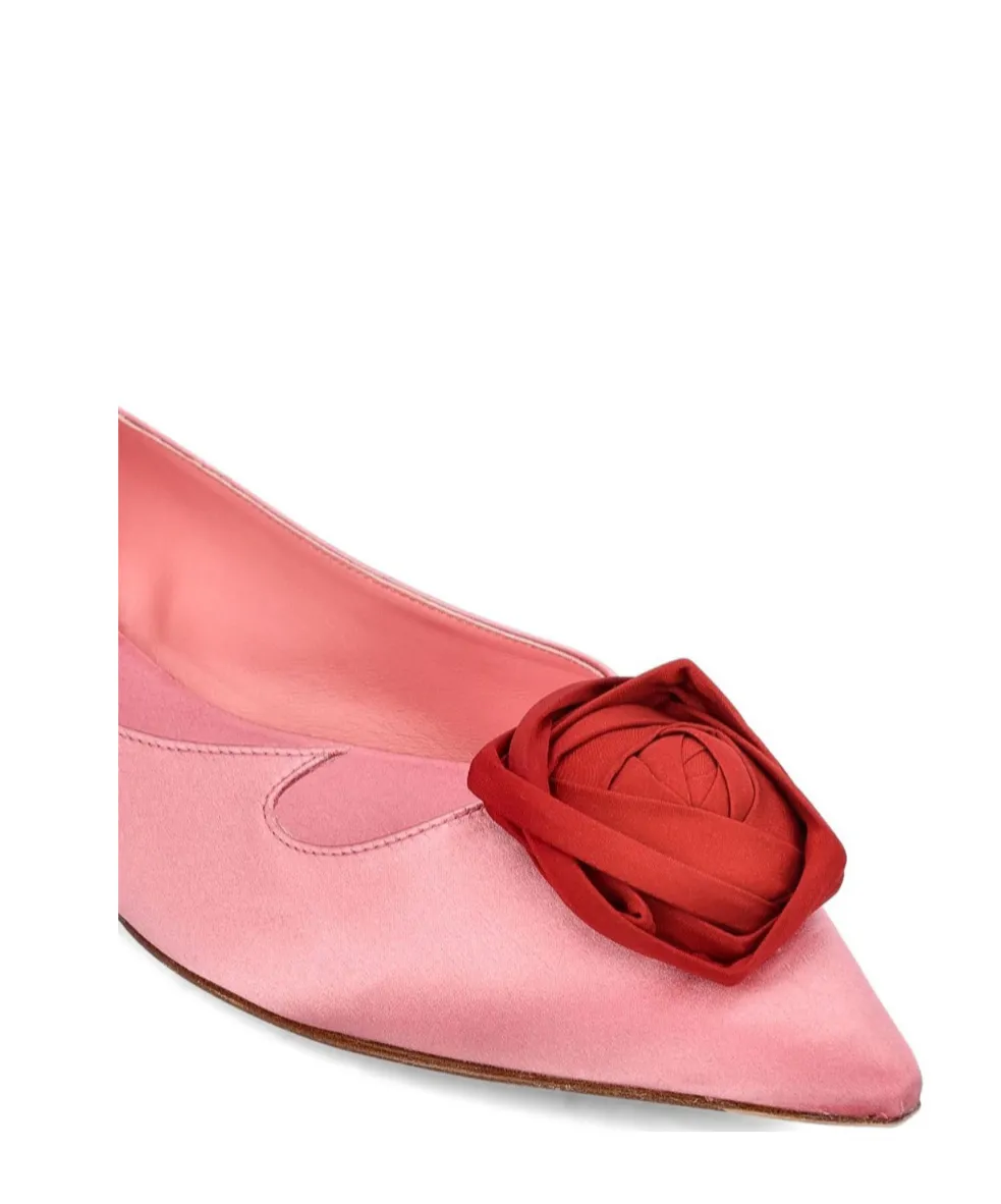 Pointed Toe Satin Flat Shoes