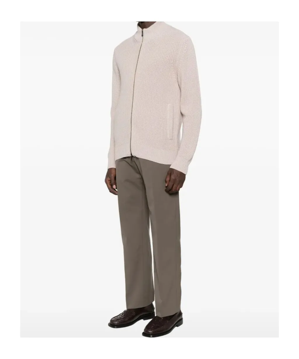 Drumohr Ribbed Zip-Front Cardigan
