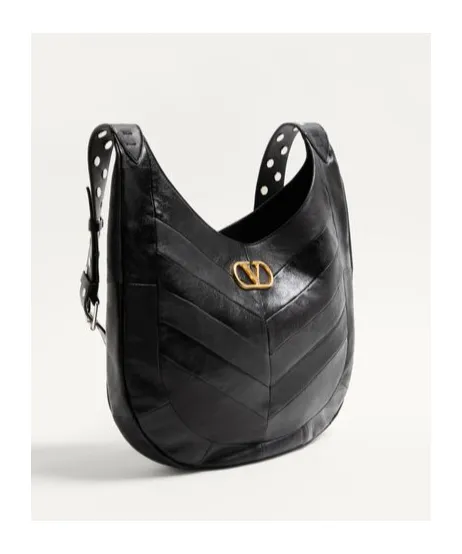 Valentino Hoboho Chevron Patterned Logo Plaque Shoulder Bag