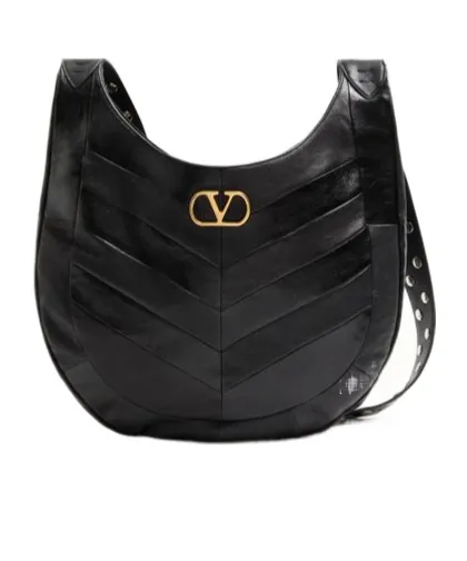 Valentino Hoboho Chevron Patterned Logo Plaque Shoulder Bag