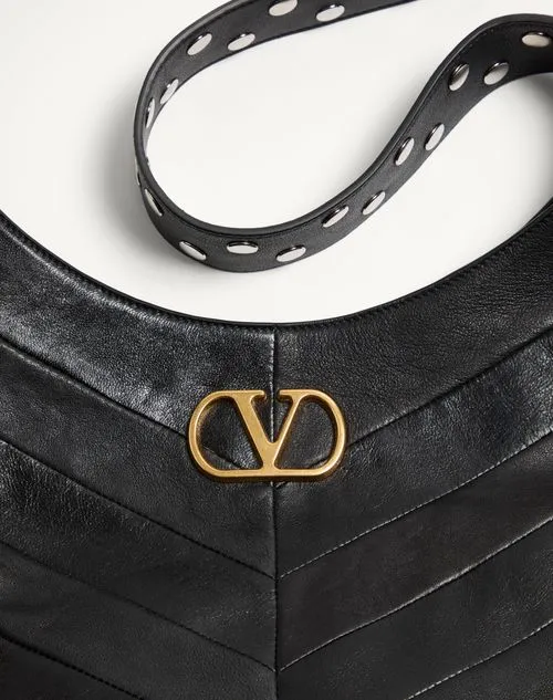 Valentino Hoboho Chevron Patterned Logo Plaque Shoulder Bag