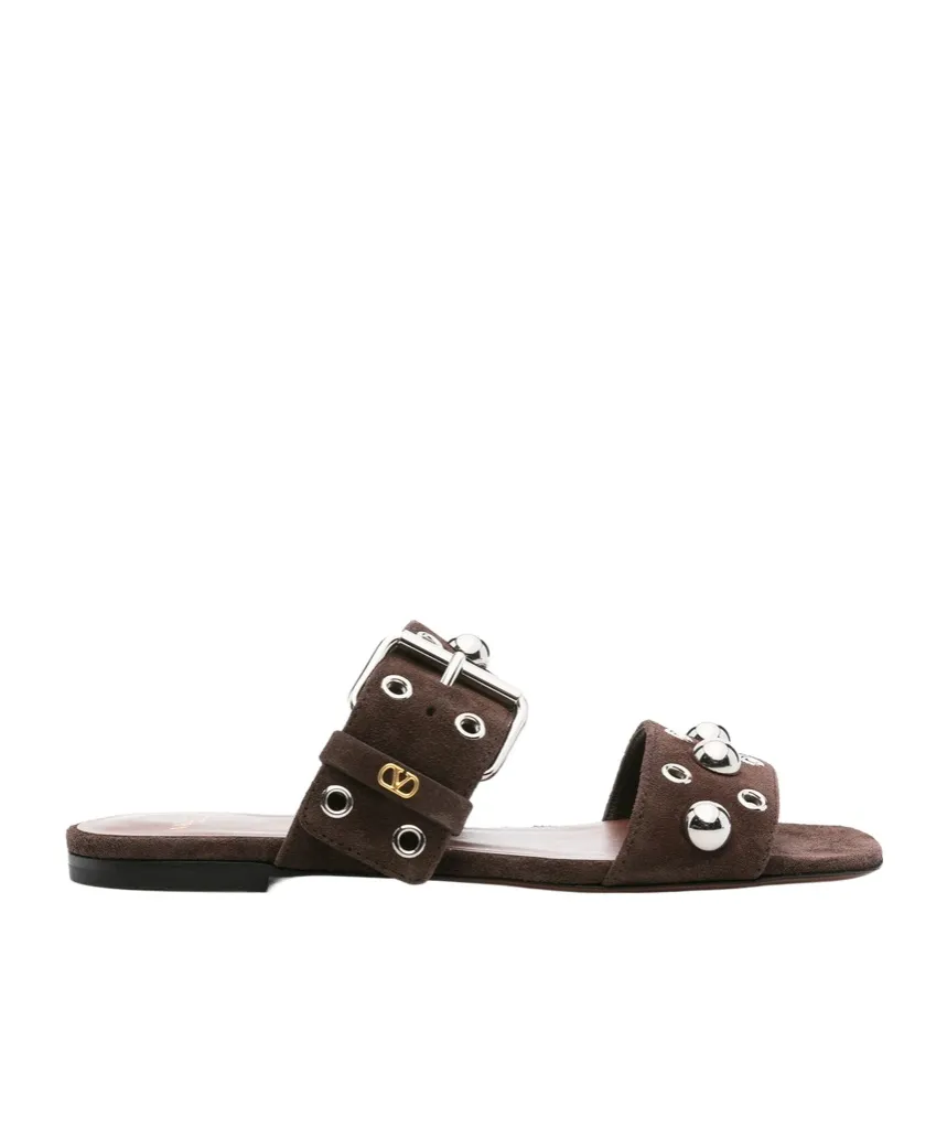 Valentino Eyelet Detailed Buckled Sandals