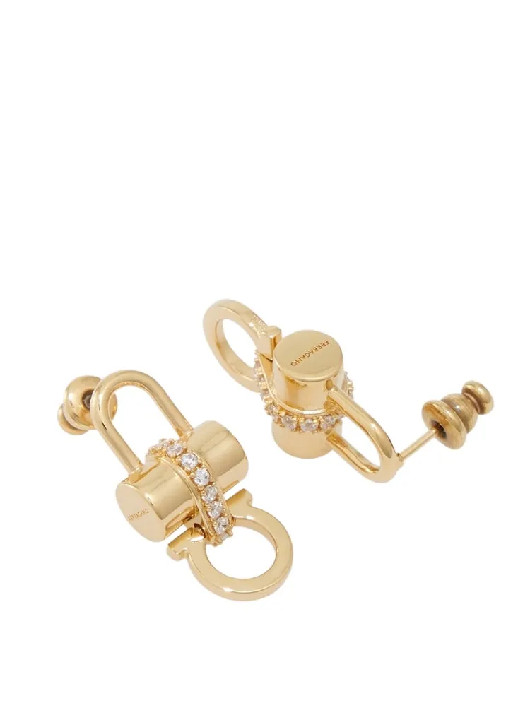 Crystal Embellished Padlock Earrings